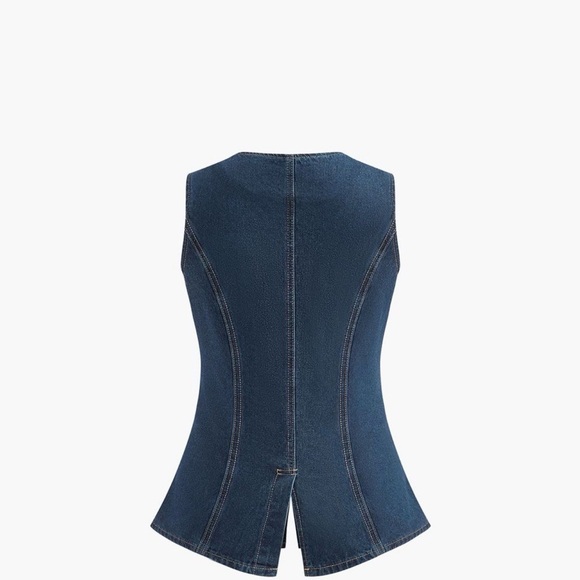 Denim Peplum matching set with Gold Buttons - Picture 2 of 6